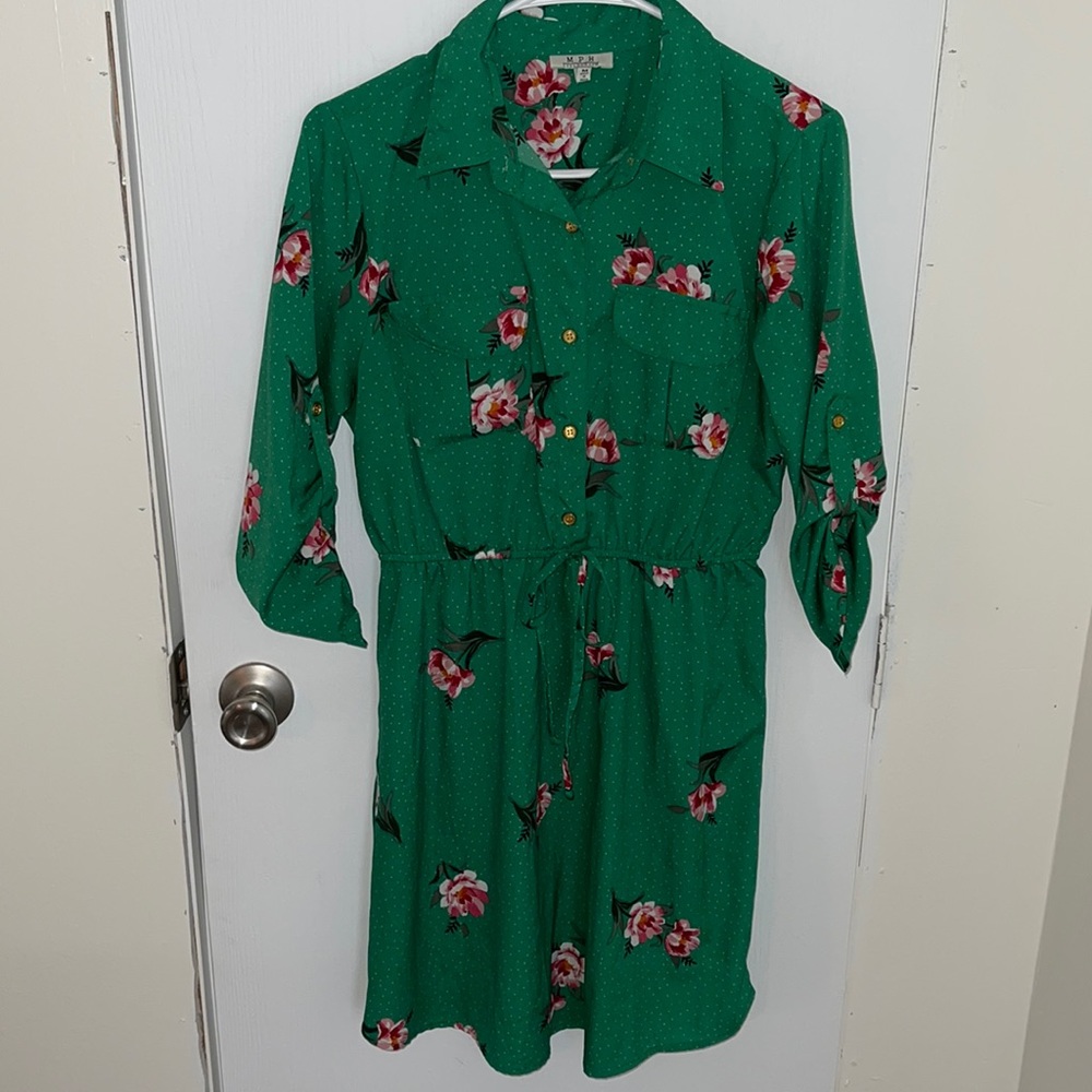 SOLD Green Floral Dress